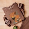 Simply Sage Market Chicken Boho Floral Lightweight Garment Dyed Sweatshirt - L - Espresso - 3 of 4