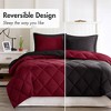 AENKYO Twin/Twin XL Reversible Comforter Set, Diamond Quilting Down Alternative Bedding, Red+Black 2-Piece Collection - 4 of 4