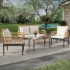 4-Pieces Outdoor Patio Conversation Set, Wicker Furniture Set with Coffee Table & Cushions, Outdoor Sectional Sofa for Balcony, Backyard, Deck - 3 of 4