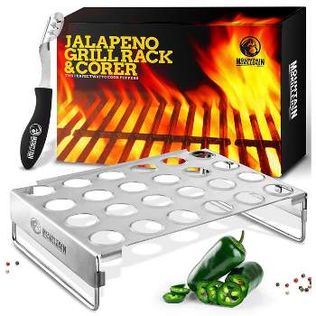 MOUNTAIN GRILLERS Jalapeno Popper Holder for Grill with Corer, Large 24 Hole Pepper Rack