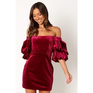 Petal and Pup Womens Dali Off Shoulder Velvet Mini Dress - 1 of 4