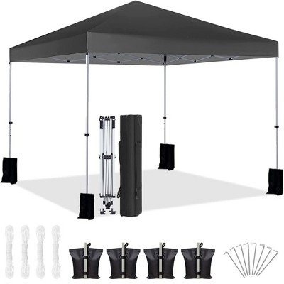 SUGIFT 10'x10' Durable Pop-up Canopy Tent with 4 Weight Sandbags Black