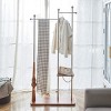 SEVOBAL Industrial Coat Rack with Double Wood Shelves and Stainless Steel Frame for Organized Storage, Brown, 34.6"*11.8"*70" - 3 of 4