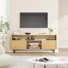 TV Stand, Entertainment Center with 2 Sliding Fluted Doors, Boho Wooden Media TV Console - 3 of 4