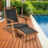 Costway 2PCS Patio Folding Rattan Lounge Chair Wood Frame Retractable Footrest - 2 of 4
