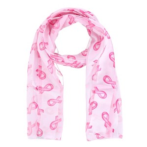 CTM Women's Breast Cancer Ribbon Print Lightweight Scarf - 1 of 3