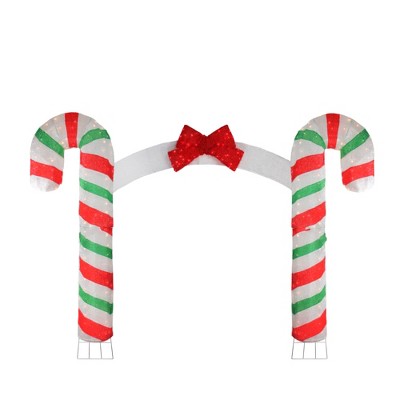 Northlight 10' Red and White Prelit Candy Cane Lane Christmas Archway Outdoor Decoration