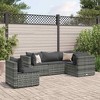 vidaXL 5 Piece Patio Lounge Set - Gray PE Rattan, Modular Outdoor Furniture with Cushions for Garden, Patio, Deck, Terrace - 2 of 4