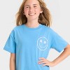 Girls' Short Sleeve Oversized Tulum Graphic T-Shirt - Cat & Jack™ Bright Blue - 2 of 4