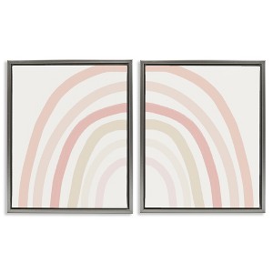 Stupell Industries Children's Soft Pastel Rainbow Shape 2pc Floating Frame Art Set - 1 of 4