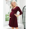 WhizMax Women's Maternity Dress 3/4 Sleeve V Neck Nursing Dresses Casual A Line Ruffle Party Midi Dress - 4 of 4