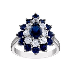 Designs By Gioelli Sterling Silver Gemstone Double Halo Ring - 1 of 3