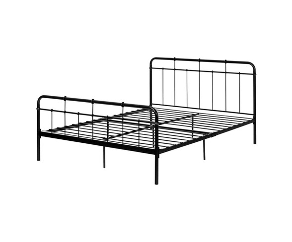 Holland Metal Platform Bed With Headboard Black - South Shore