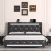 Okak Full/Queen Size Upholstered Platform Bed with Charging Station & LED Lights,Master Bedroom Bed Frame No Box Spring Needed - 2 of 4