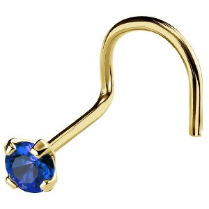 Jewelry Avalanche 22G 14K Gold Nose Screw Nose Stud with Blue Sapphire Gemstone - 1 of 2