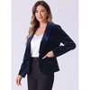 INSPIRE CHIC Women's Office Solid Shawl Collar Jetted Pockets One Button Velvet Blazer - 3 of 4