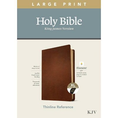 KJV Large Print Thinline Reference Bible, Filament Enabled Edition (Red Letter, Genuine Leather, Brown, Indexed) - (Leather Bound)