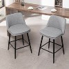 QingMoon Counter Height Swivel Bar Stools Set of 2, 360° Swivel Upholstered Barstools, Equipped with Backrest and Metal Legs, for Living room,Kitchen - 2 of 4