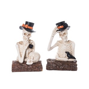 Transpac Resin Sophisticated Skeleton Decor Set of 2 Halloween Home Decorations - 1 of 1