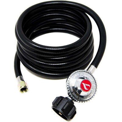 GasOne Propane Regulator 12 Feet QCC1 Grill Replacement Hose for Most LP Gas Grill, Heater and Fire Pit Table, 3/8" Female Flare Nut
