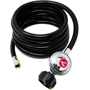 GasOne Propane Regulator 12 Feet QCC1 Grill Replacement Hose for Most LP Gas Grill, Heater and Fire Pit Table, 3/8" Female Flare Nut - 1 of 4