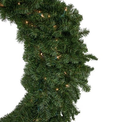 48" Pre-Lit Pine Christmas Wreath with Clear Lights
