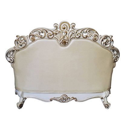Vendome 70" Champagne and Antique Pearl Loveseat with Pillows