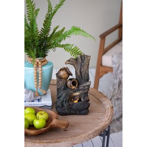 Okak 13.6IN Tall Water Fountain with Decorative Broken Pots, Tabletop Fountain with Polyresin Frame, Indoor Water Fountains, Brown - 1 of 4