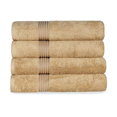 Premium Cotton Solid Plush Heavyweight Hotel Luxury 4-piece Bath Towel ...