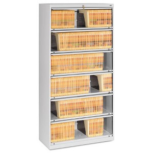 Tennsco Fixed Shelf Enclosed-Format Lateral File for End-Tab Folders, 6 Legal/Letter File Shelves, Light Gray, 36" x 16.5" x 75.25" - 1 of 2