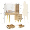 Makeup Vanity Desk with Mirror, 48"W Large Dressing Table With 5 Drawers & Open Storage Shelves, Glass Top Makeup Vanity Table for Bedroom - 3 of 4