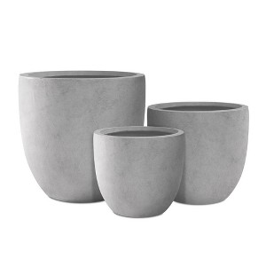 Rosemead Home & Garden 3pc Kante Concrete Outdoor Planter Pots Cement Gray 20"x20"x18.5" - 1 of 4