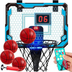 Joyfy Mini Indoor Basketball Hoop for Kids Age 3+, Light Up Door Room Basketball Hoops with Scoreboard & 4 Balls, Sport Game Set Gift for Boys - 1 of 4