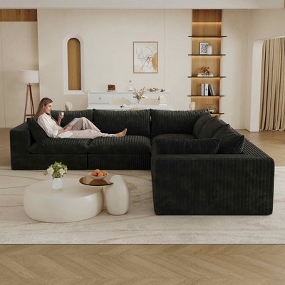 MAYEERTY 39.8" Cloud Sofa Black - 39.8", Corduroy, Double-Layer, No Assembly, DIY for Corner