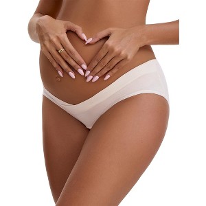 INSPIRE CHIC Women's Cotton Low Waist Under the Bump Maternity Briefs Pregnancy Classic Underwear - 1 of 4