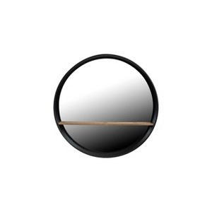 24" Metal/Wood Wall Mirror with Shelf Black - 3R Studios: No Assembly, Modern Decor - 1 of 4