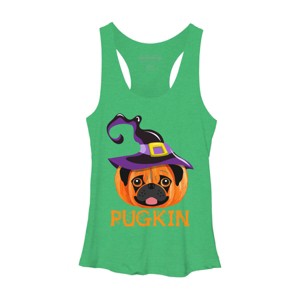 Women's Design By Humans Pugkin Pumpin Halloween By trantanphat95 Racerback Tank Top - 1 of 3
