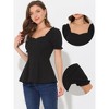 Allegra K Women's Sweetheart Neck Puff Ruffle Sleeve Elegant Peplum Top - 2 of 4