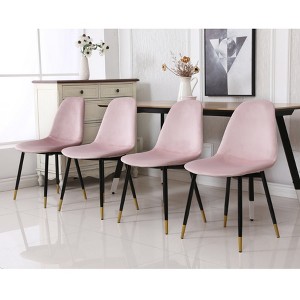 Roundhill Furniture Lassan Contemporary Fabric Dining Chairs, Pink, Set of 4 - 1 of 4