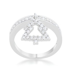 Slickblue Holiday CZ Charm Band Ring for Women, Rhodium Plating, Star/Christmas Tree/Snowflake Design, Size 5-10 - 1 of 4