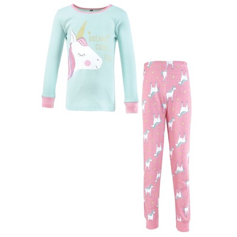 Hudson Baby Girl Cotton Pajama Set, Unicorn, 4 Toddler