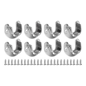 Unique Bargains Stainless Steel Closet U-Shaped Open Type Wardrobe Holder Rod Brackets 8 Pcs - 1 of 3