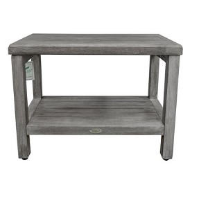CoastalVogue® Eleganto® 24" Teak Wood Shower Bench with Shelf in Antique Gray Finish - 1 of 4