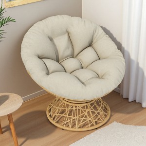 41.5" Wicker Ergonomic Papasan Chair with Cloud Cushion and 360-degree Swivel Base - 1 of 4