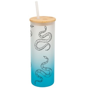 Elanze Designs Toscano Slithering Snakes Reptile Animal Wrap-Around Design 25 Ounce Frosted Gradient Glass On-The-Go Coffee Travel Skinny Tumbler Mug - 1 of 1