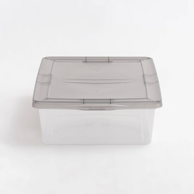 Clear Stackable Plastic Underbed Storage Box with Snap Lid
