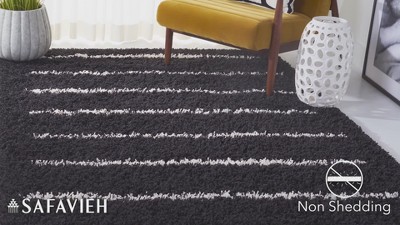 Ivory and Dark Grey Hand-Knotted Shag Round Area Rug