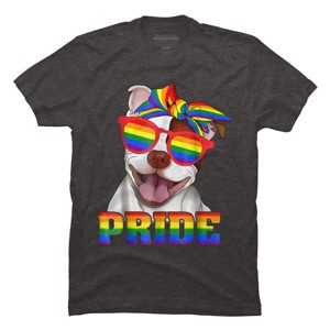 Adult Design By Humans Pit Bull Rainbow Pride Dog By Luckyst T-Shirt - 1 of 2