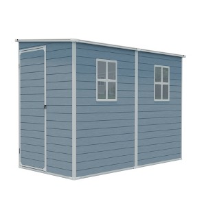 4x8ft Waterproof UV-Resistant Resin Shed, Lockable Door Storage
