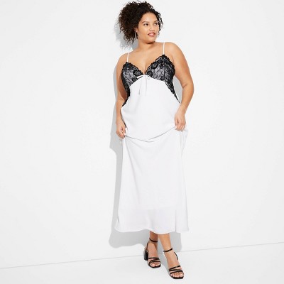 Women's Satin Lace Maxi Slip Dress - Wild Fable™ White 2X